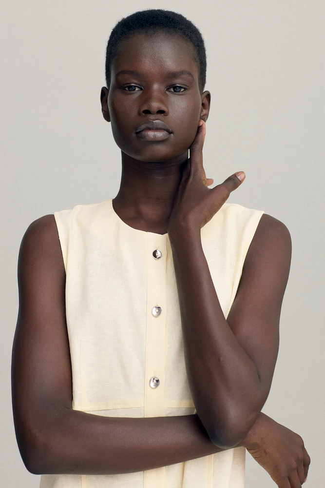 Linen-Blend Dress