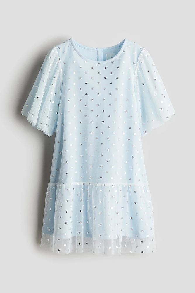 Foil-Print Tulle Dress