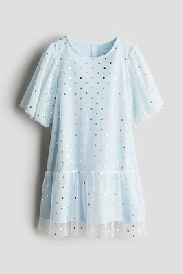 Foil-Print Tulle Dress