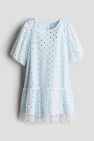 Foil-Print Tulle Dress