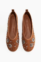 Rhinestone-Embellished Ballet Flats