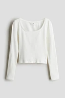 Picot-Trimmed Ribbed Top