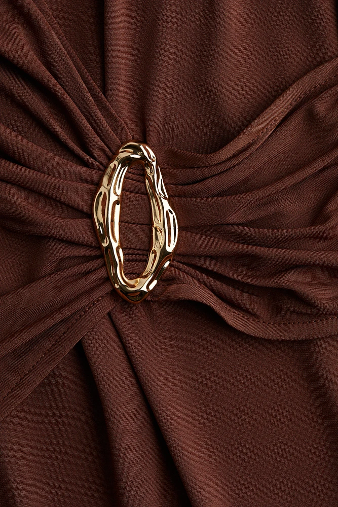 Draped Mock Turtleneck Dress