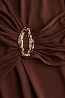 Draped Mock Turtleneck Dress
