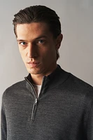 Slim Fit Half-Zip Merino Wool Sweater