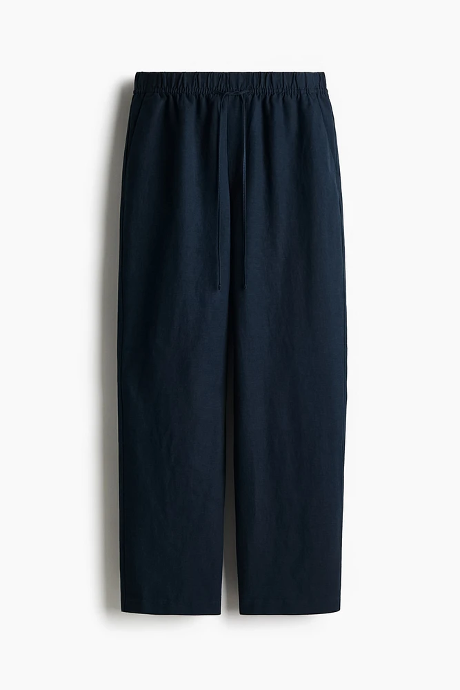 Linen-Blend Drawstring Pants