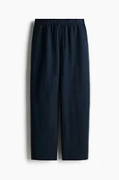 Linen-Blend Drawstring Pants