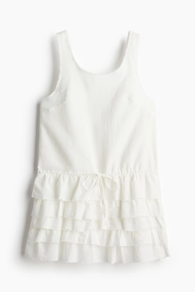 Raw-edge Dress with Tiered Skirt