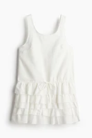 Raw-edge Dress with Tiered Skirt