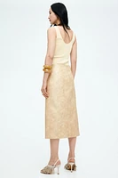 Coated Zip-Front Skirt