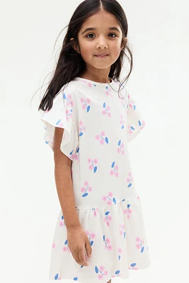 Flutter-Sleeved Cotton Dress