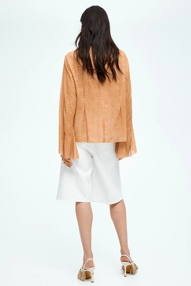 Lacing-Detail Chiffon Blouse