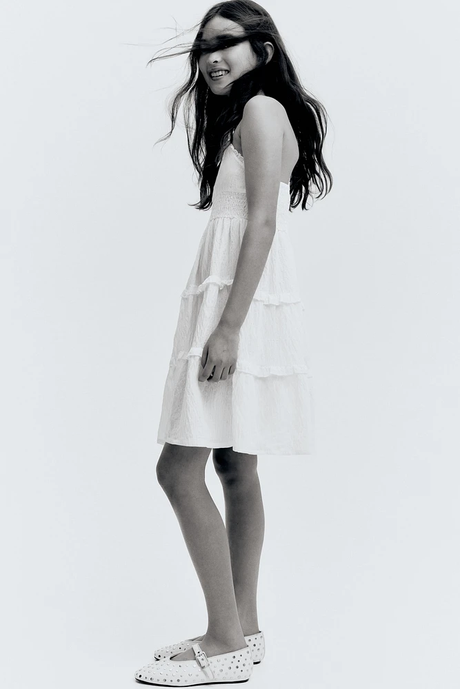 Smocked Ruffle-Trimmed Dress