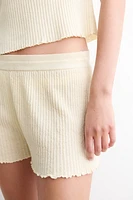 Linen-Blend Rib-Knit Shorts