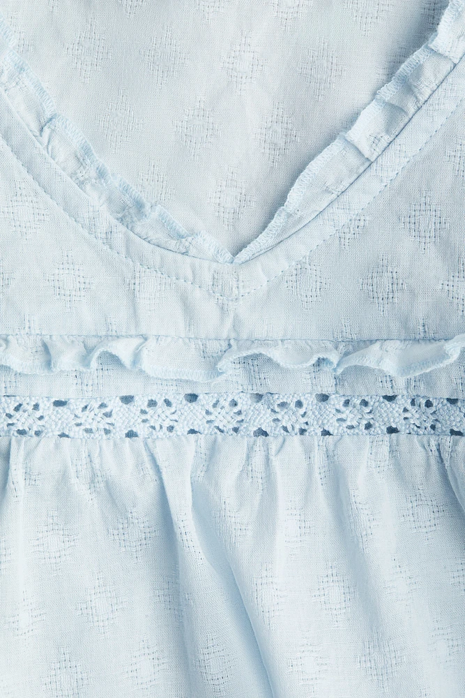 Ruffle-Trimmed Cotton Blouse