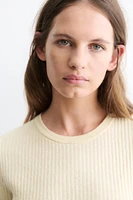 Linen-Blend Rib-Knit T-Shirt