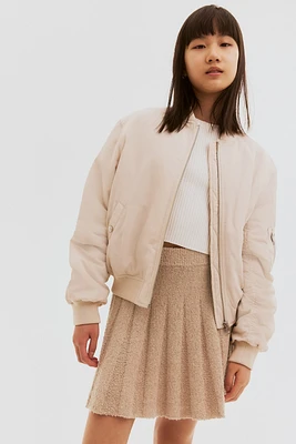 Pleated Bouclé-Knit Skirt