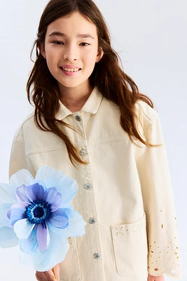 Denim Jacket with Eyelet Embroidery