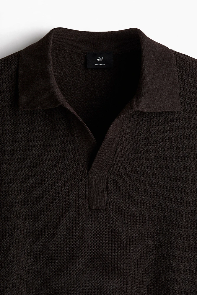 Regular-Fit Cable-Knit Polo Shirt