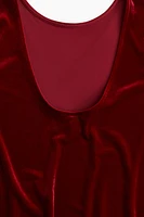 MAMA Velour Dress with Low-Cut Back