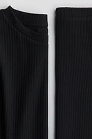 2-Piece Ribbed Top and Skirt Set