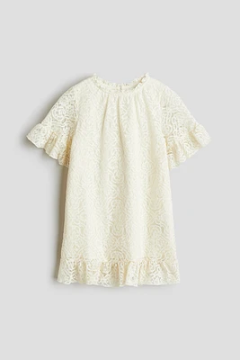 Ruffle-Trimmed Lace Dress