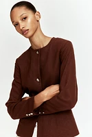 Linen-Blend Peplum Jacket