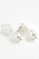 Gold-plated Pearl Pendant Earrings
