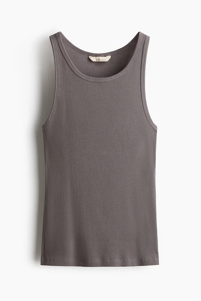 Ribbed Silk-Blend Tank Top