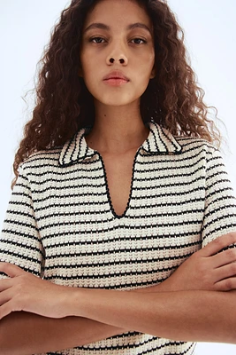 Textured-Knit Top with Collar