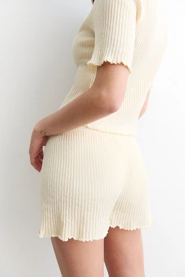 Linen-Blend Rib-Knit Shorts