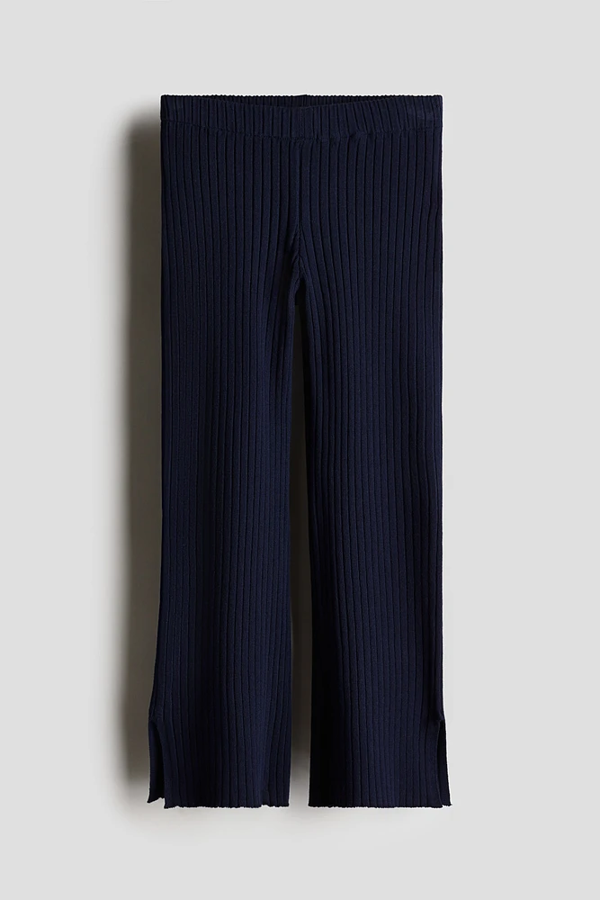 Flared Rib-Knit Pants