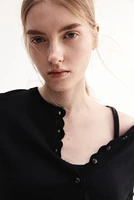 Scalloped Fine-Knit Cardigan