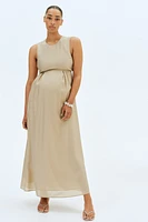 MAMA Long Dress with Bow at Back