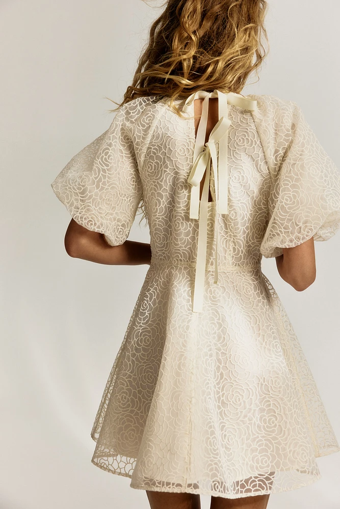Embroidered Tie-Back Dress