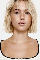 Picot-Trimmed Ribbed Top