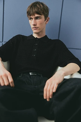 Regular-Fit Waffle-Knit Polo Shirt