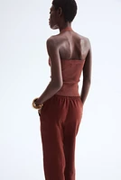 Linen-Blend Drawstring Pants
