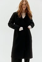 Tie-Detail Felted Coat