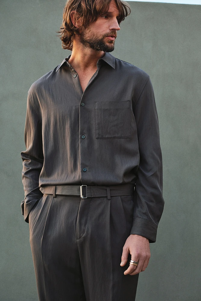 Regular-Fit Twill Pants with Belt