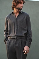Regular-Fit Twill Pants with Belt