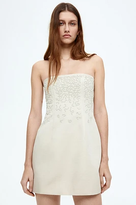 Linen-Blend Bandeau Dress