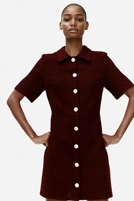 Button-Front Bouclé Dress