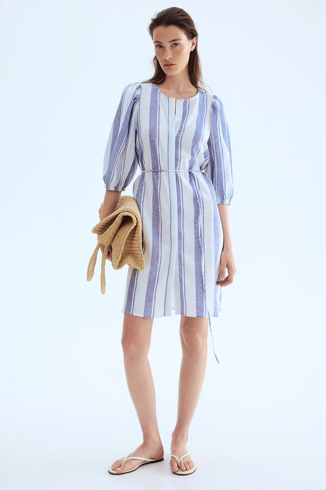 Linen-blend dress