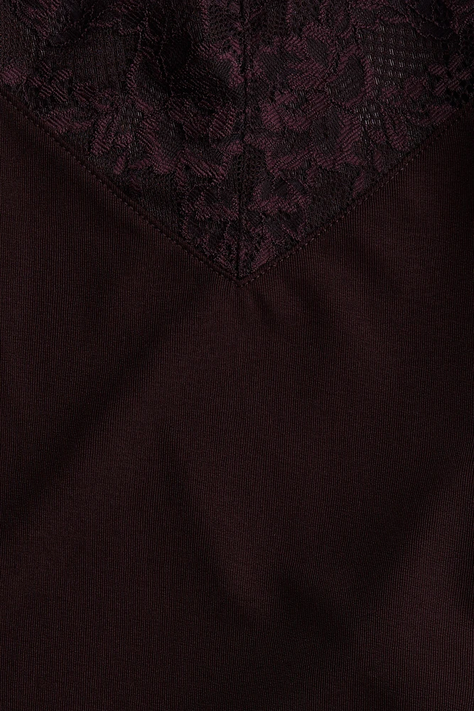 Lace-Trimmed Top with Tie Shoulder Straps