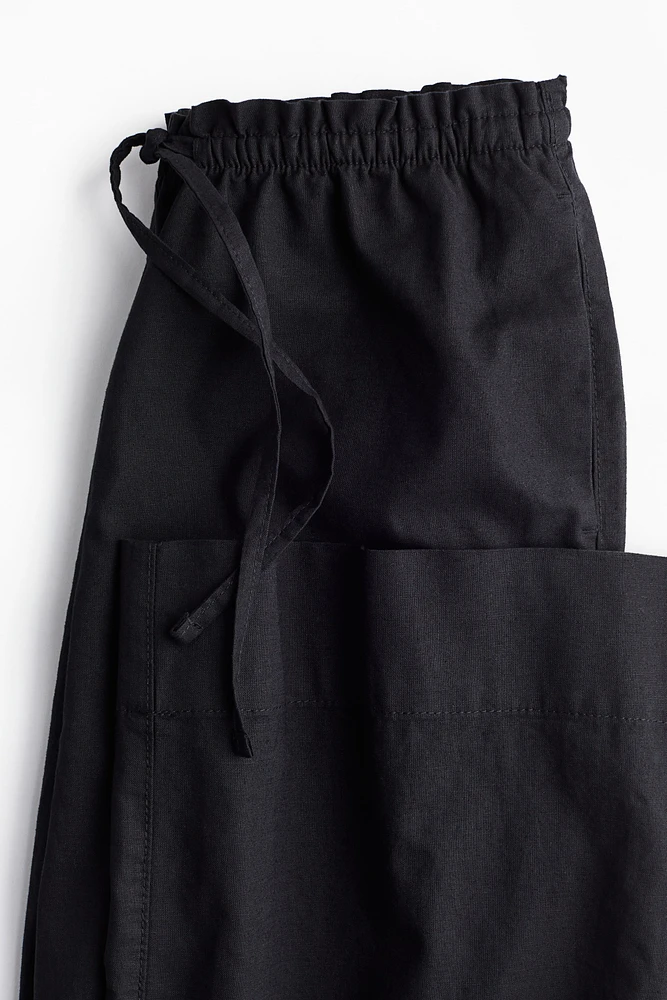 Pantalon large en lin mélangé