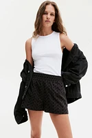 High-Waist Eyelet-Embroidered Shorts