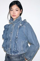 Ruffle-Trimmed Denim Jacket