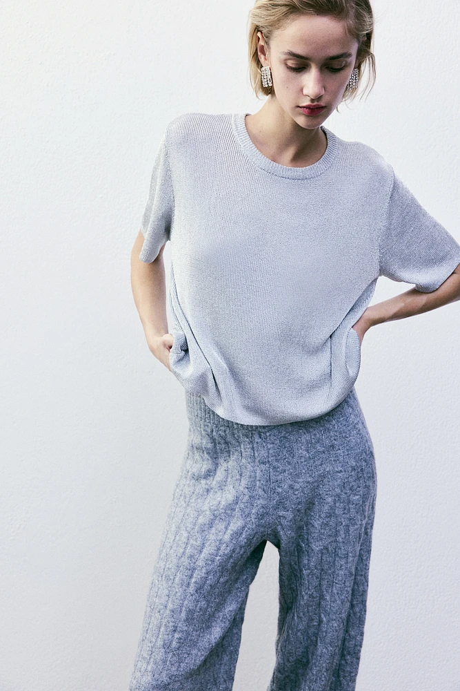 T-shirt en tricot métallisé