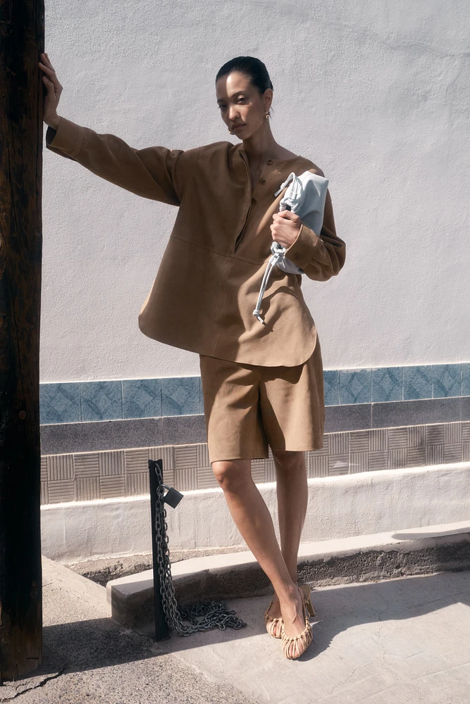 Blouse à enfiler en daim